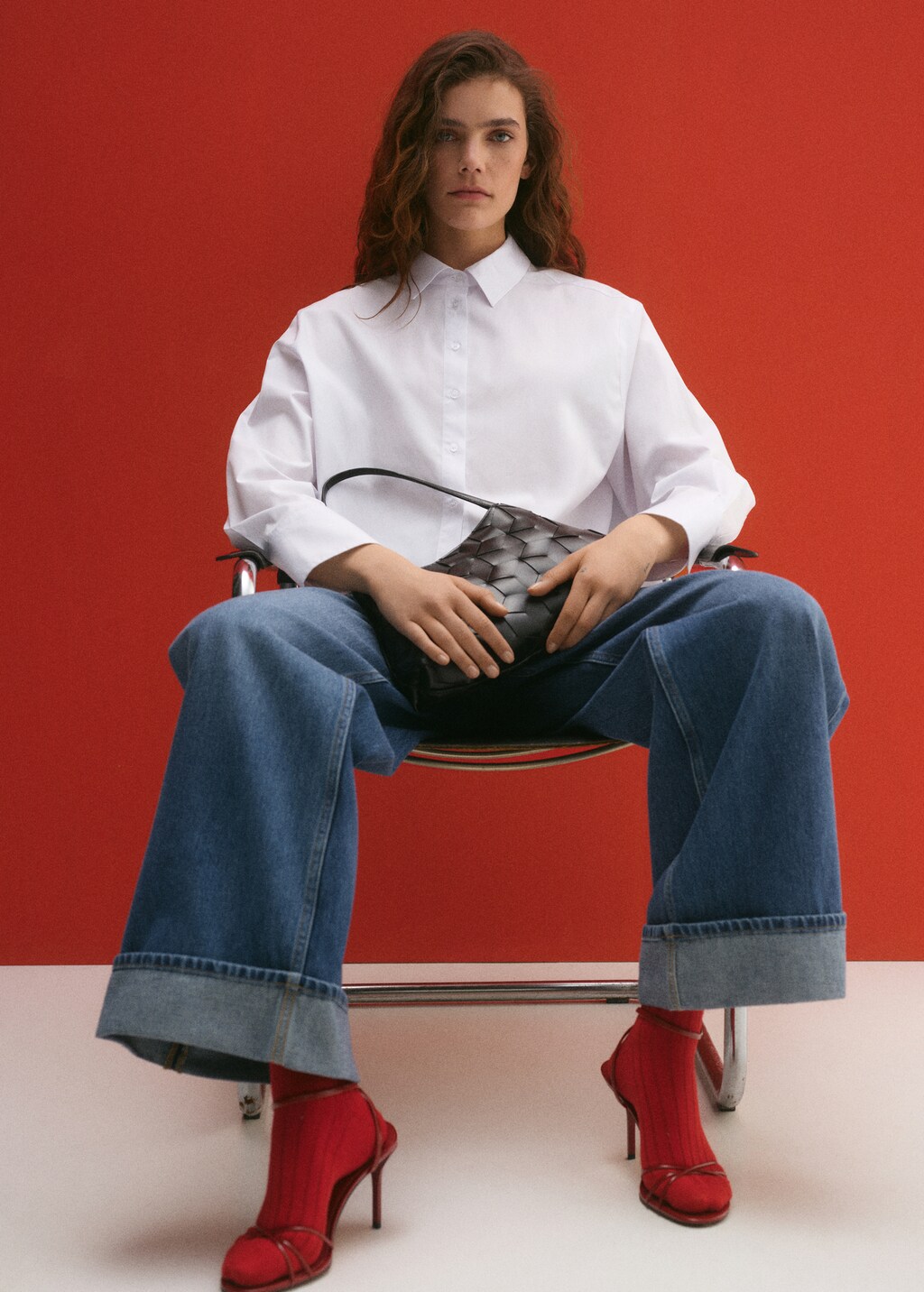 Striped cropped shirt - Red