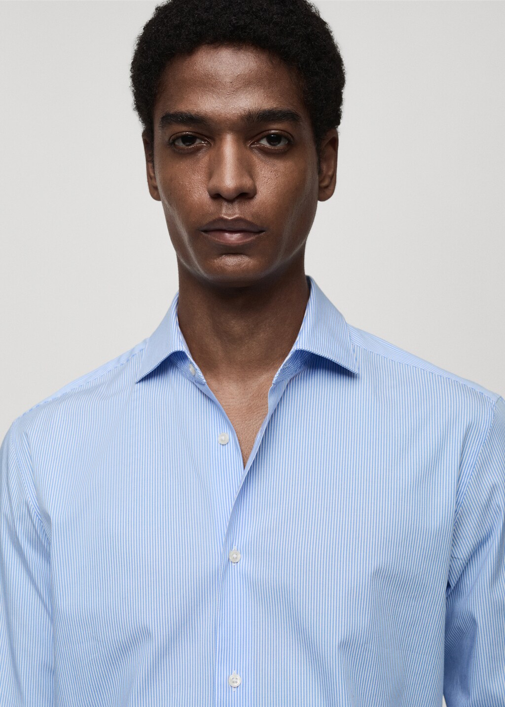 Slim fit striped cotton shirt - Brown