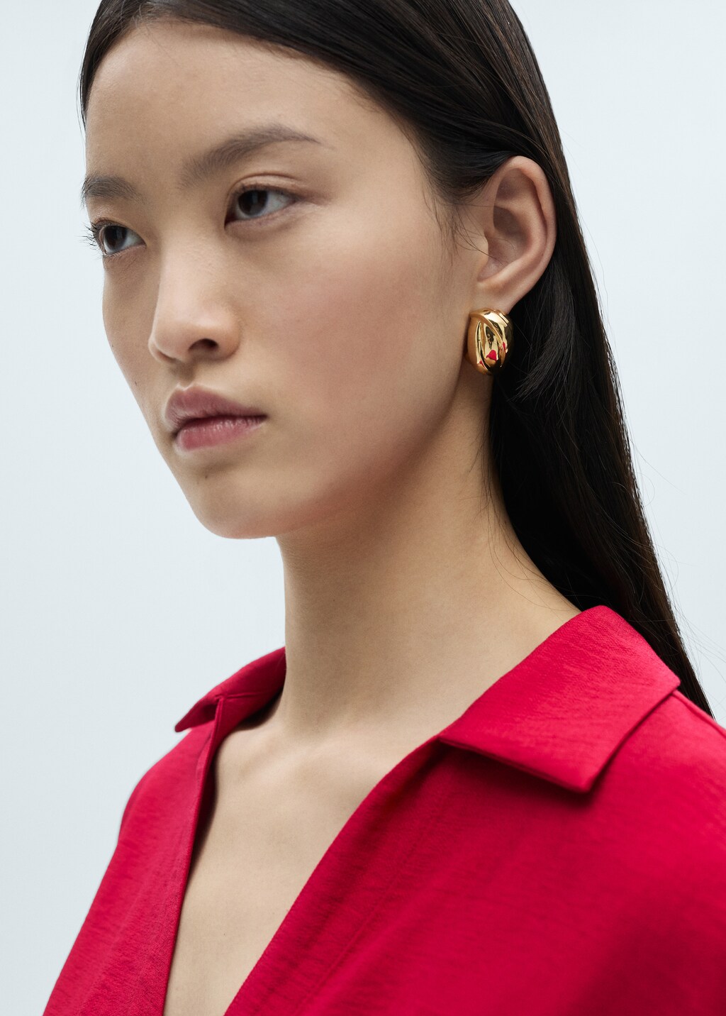 Cotton dress with dart detail - Red