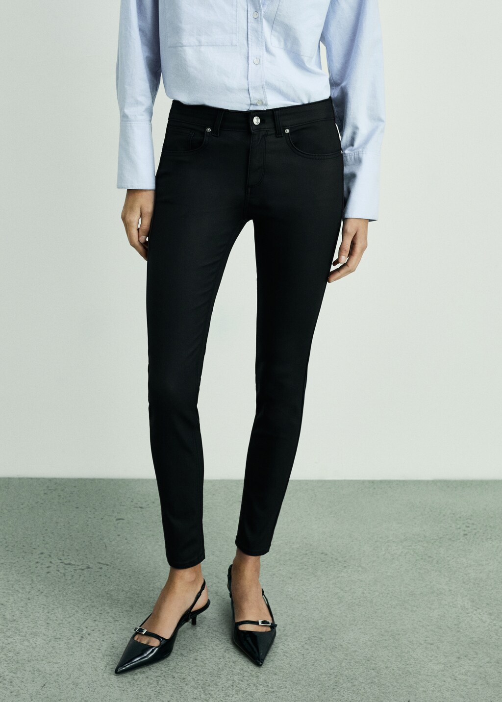 Push-up low-rise skinny jeans - Black denim