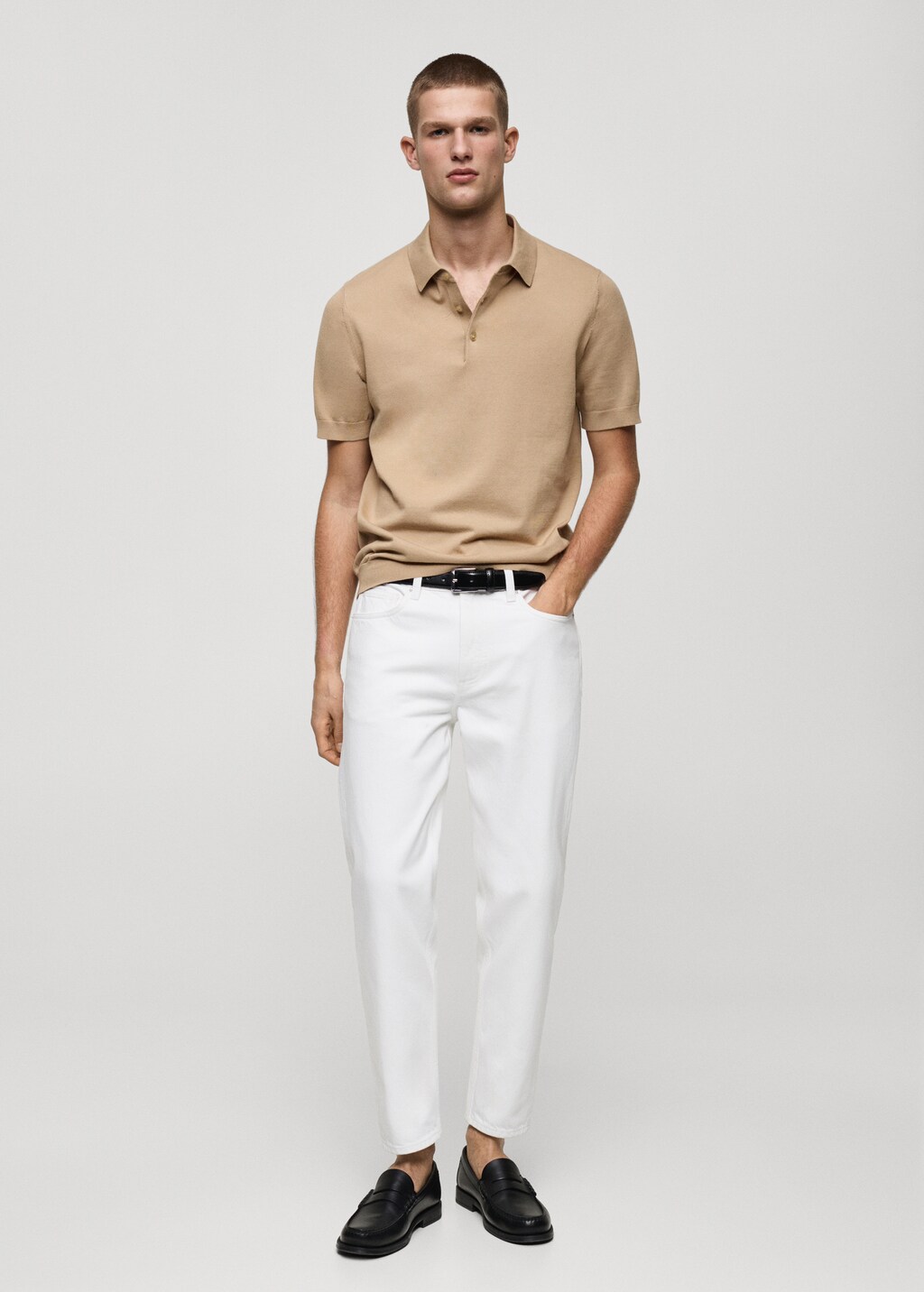 Cropped tapered-fit jeans - Bleach Blue