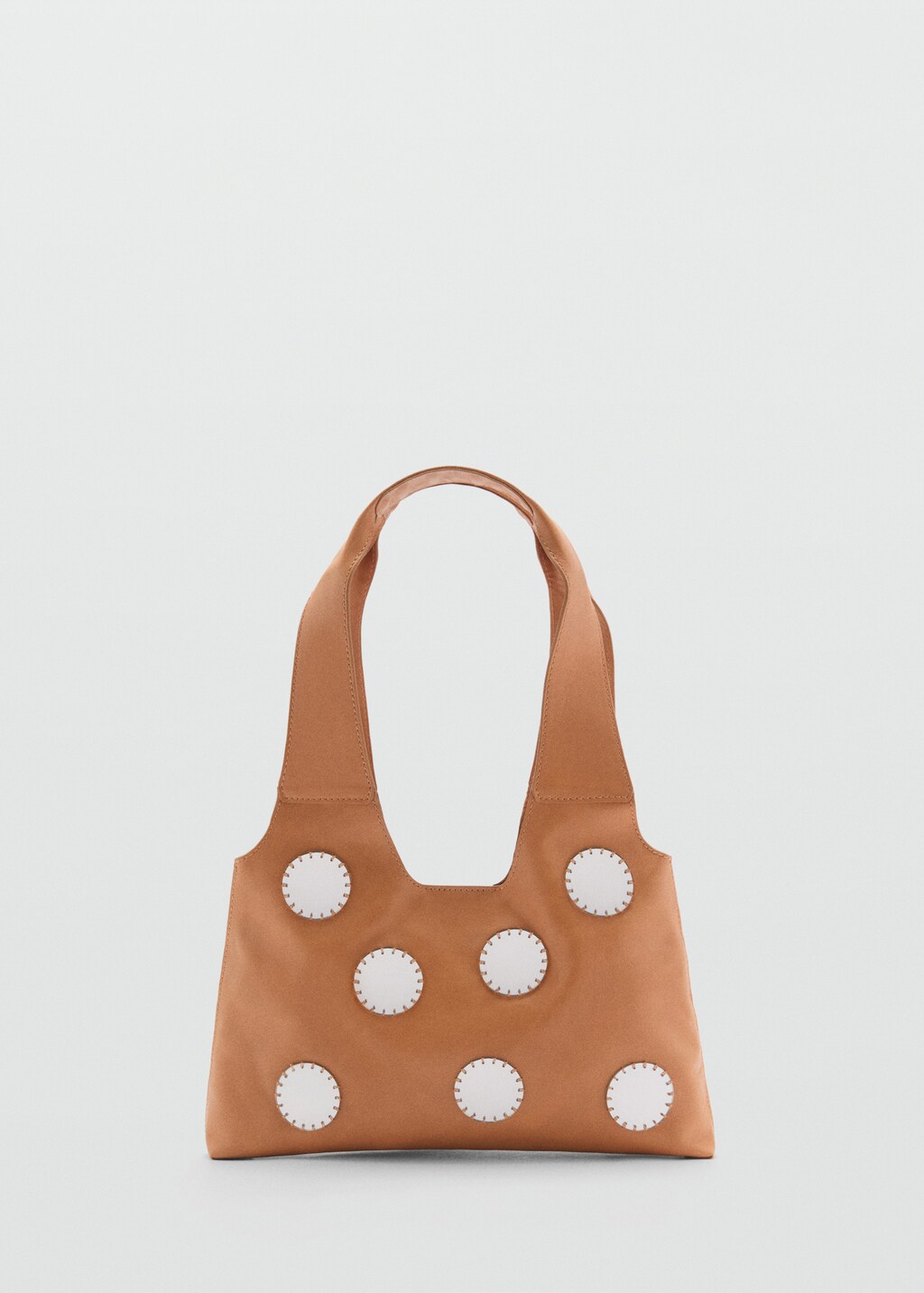 Leather shoulder bag with mirrors - Medium Brown