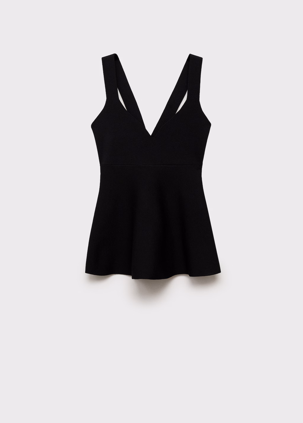 Flared knitted top with open back - Black