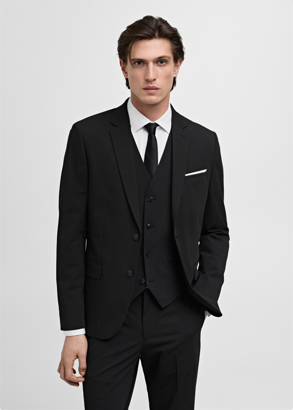 Super slim-fit suit jacket in stretch fabric - Grey