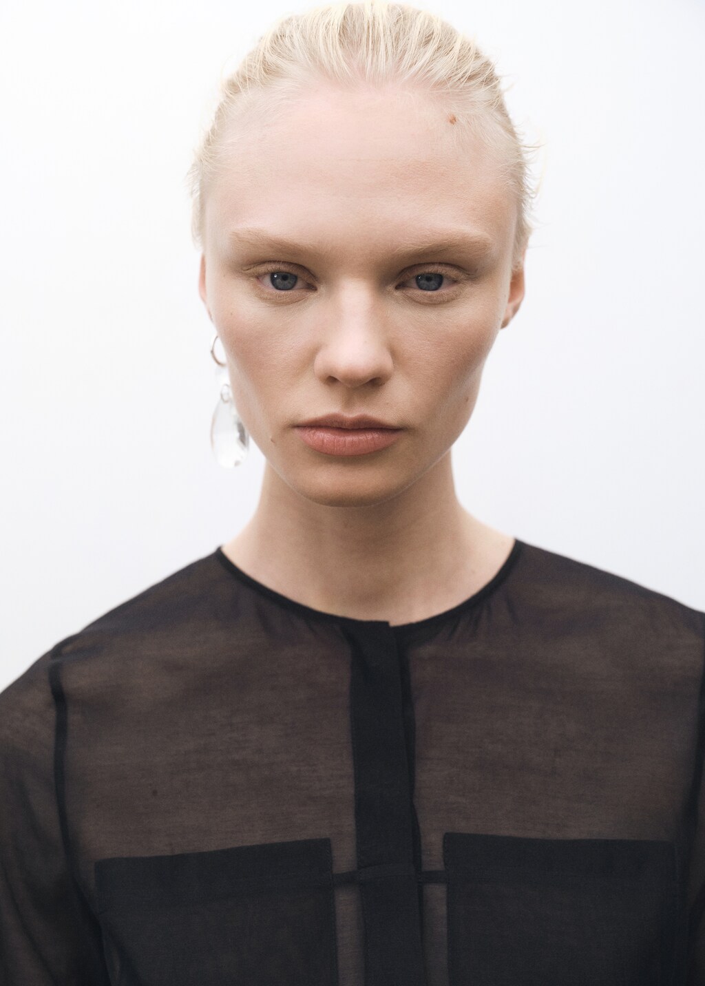 Semi-transparent silk-blend midi-dress - Black