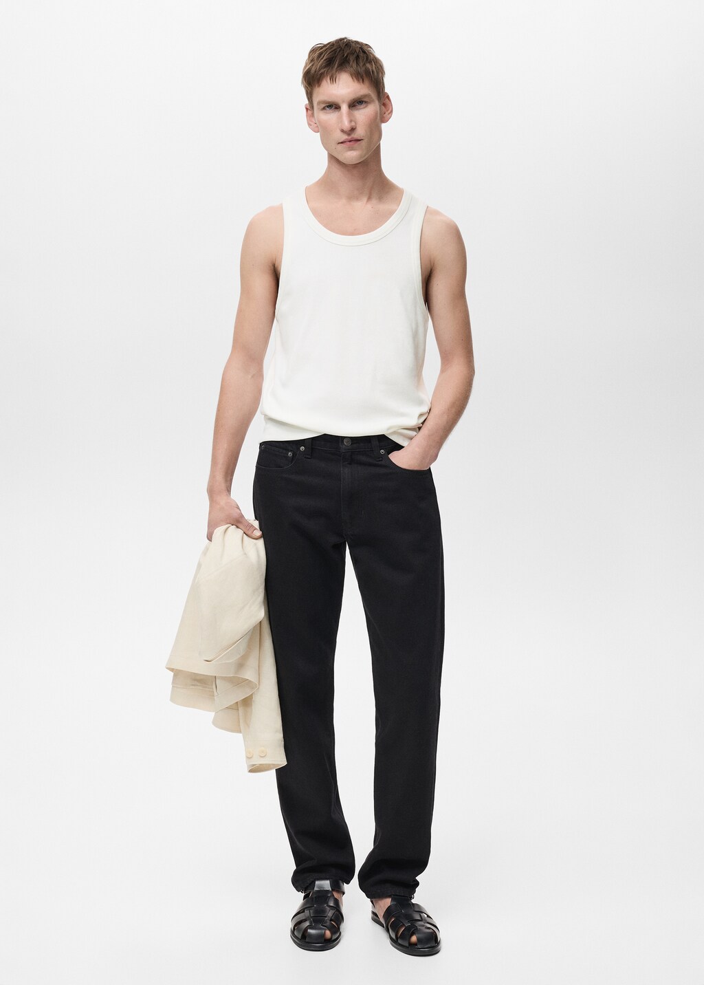 Slim fit ribbed tank top - Dark Navy