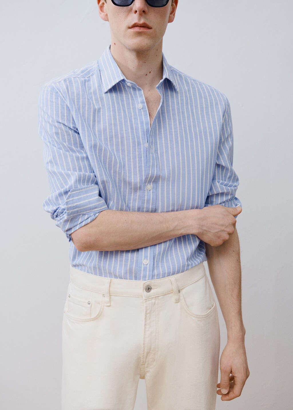 Striped cotton linen shirt - Blue