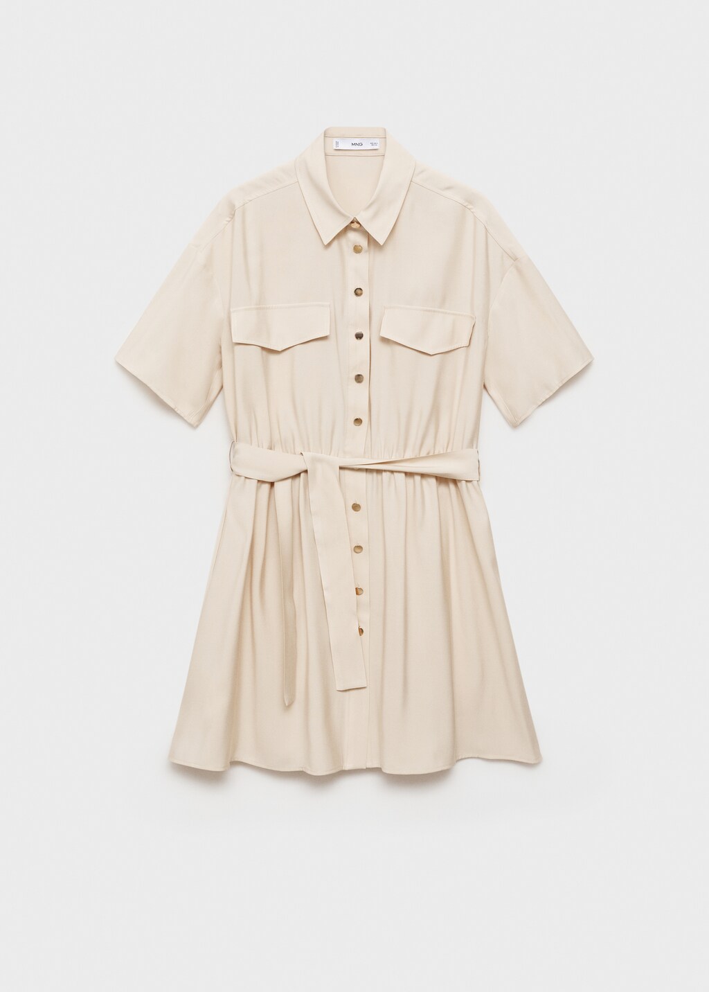 Belt shirt dress - Beige