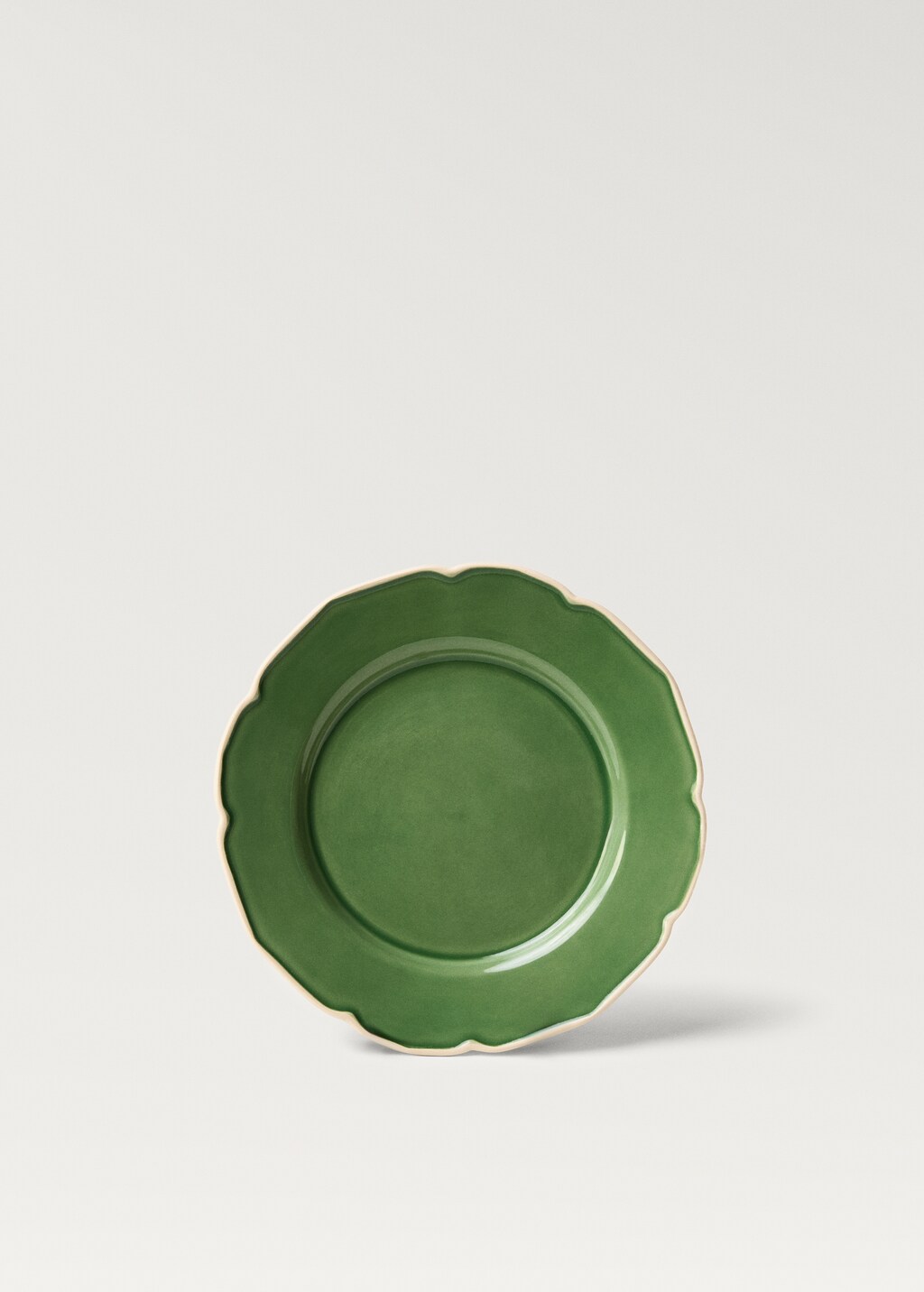 Dessert plate with wavy stoneware design - Ochre