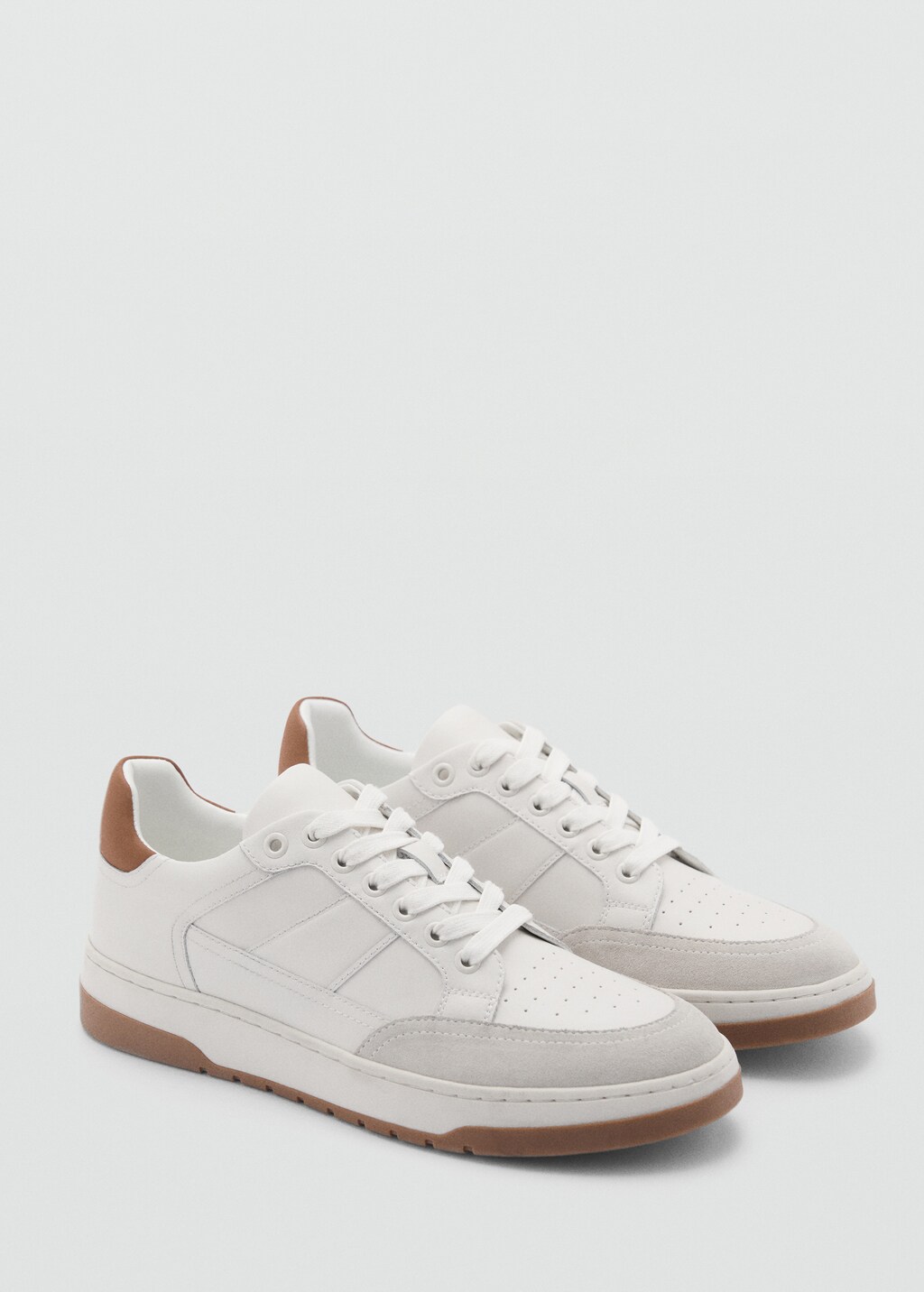 Combined leather trainers - White