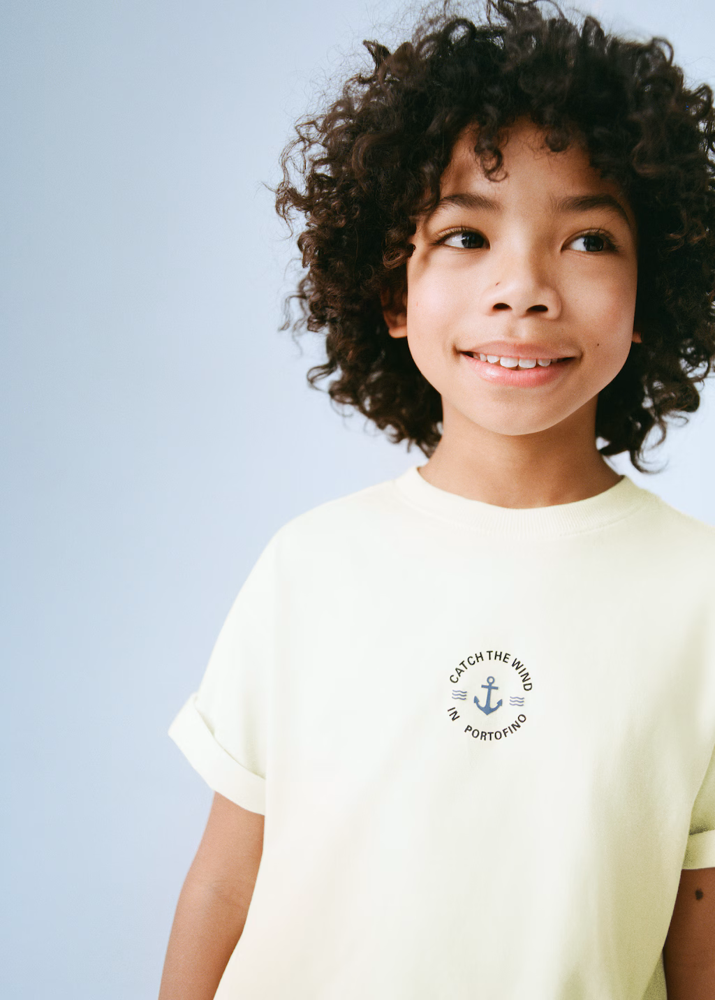 Cotton t-shirt with printed drawing - Yellow