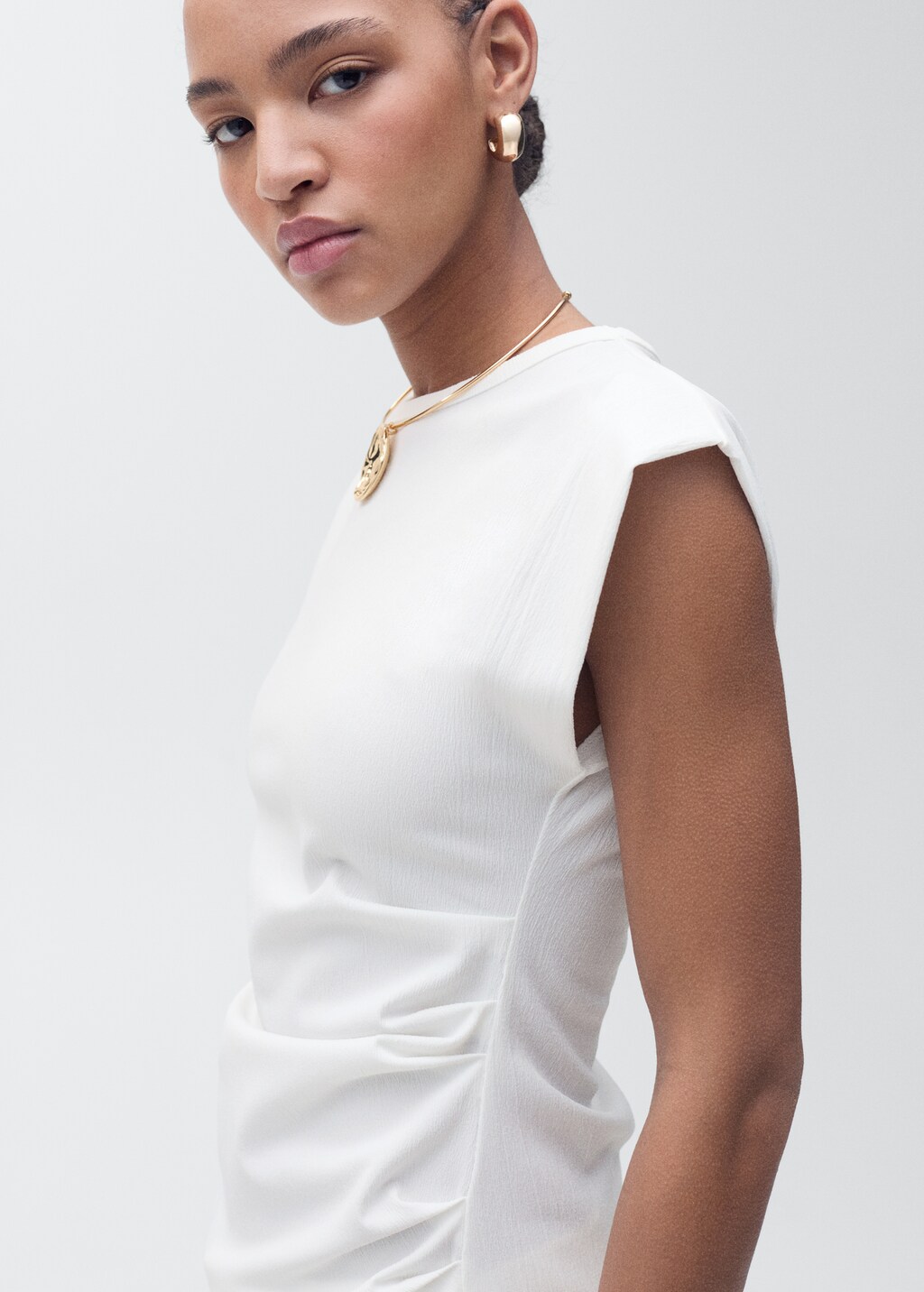 Draped sleeveless t-shirt - Black