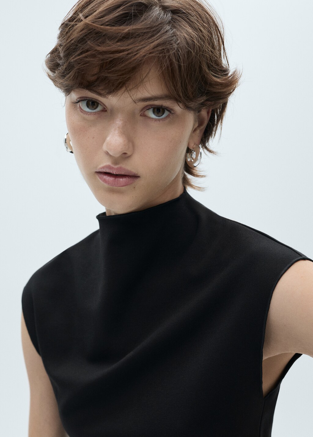 Perkins-neck knitted dress - Black