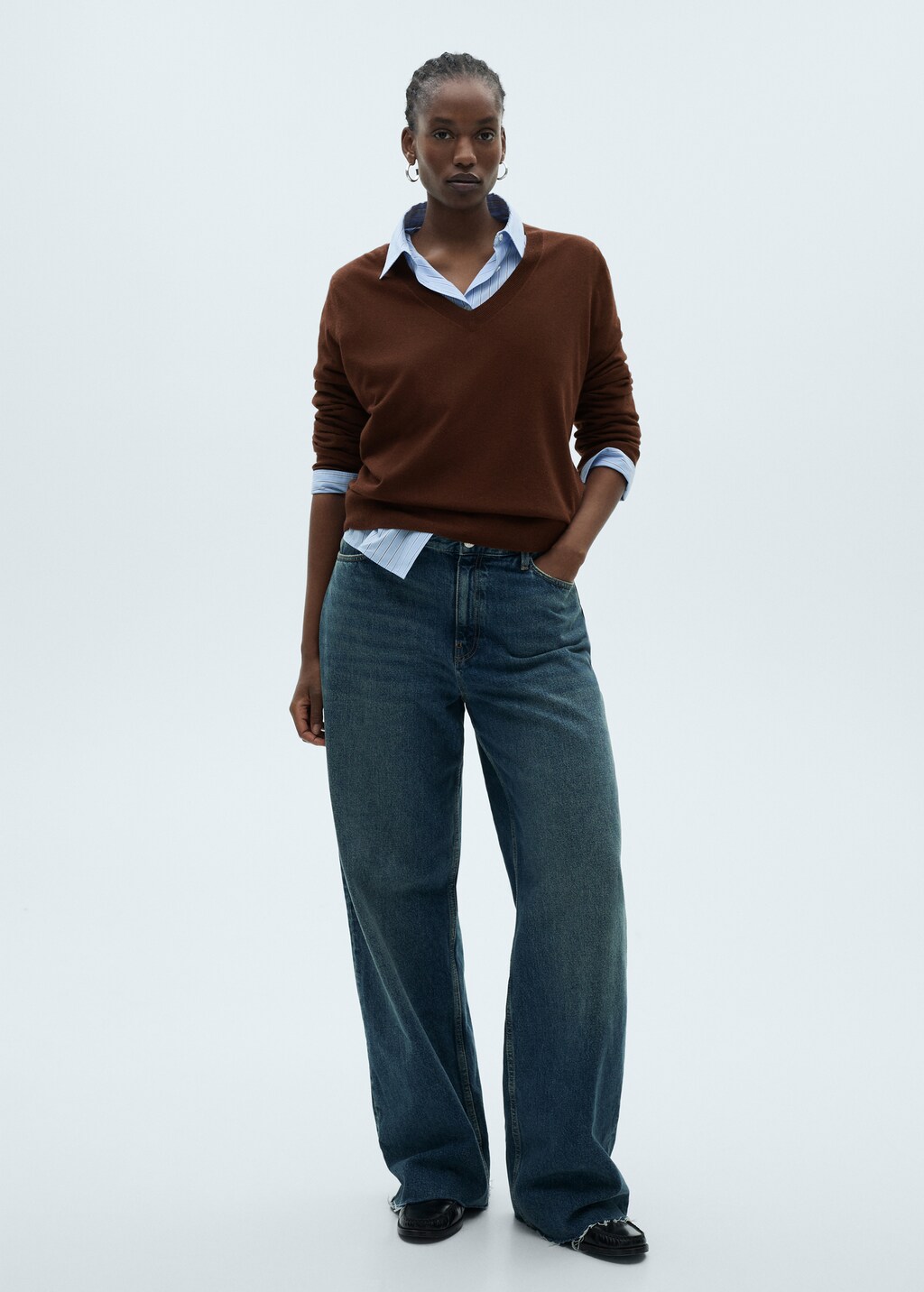 V-neck knit sweater - Sky Blue