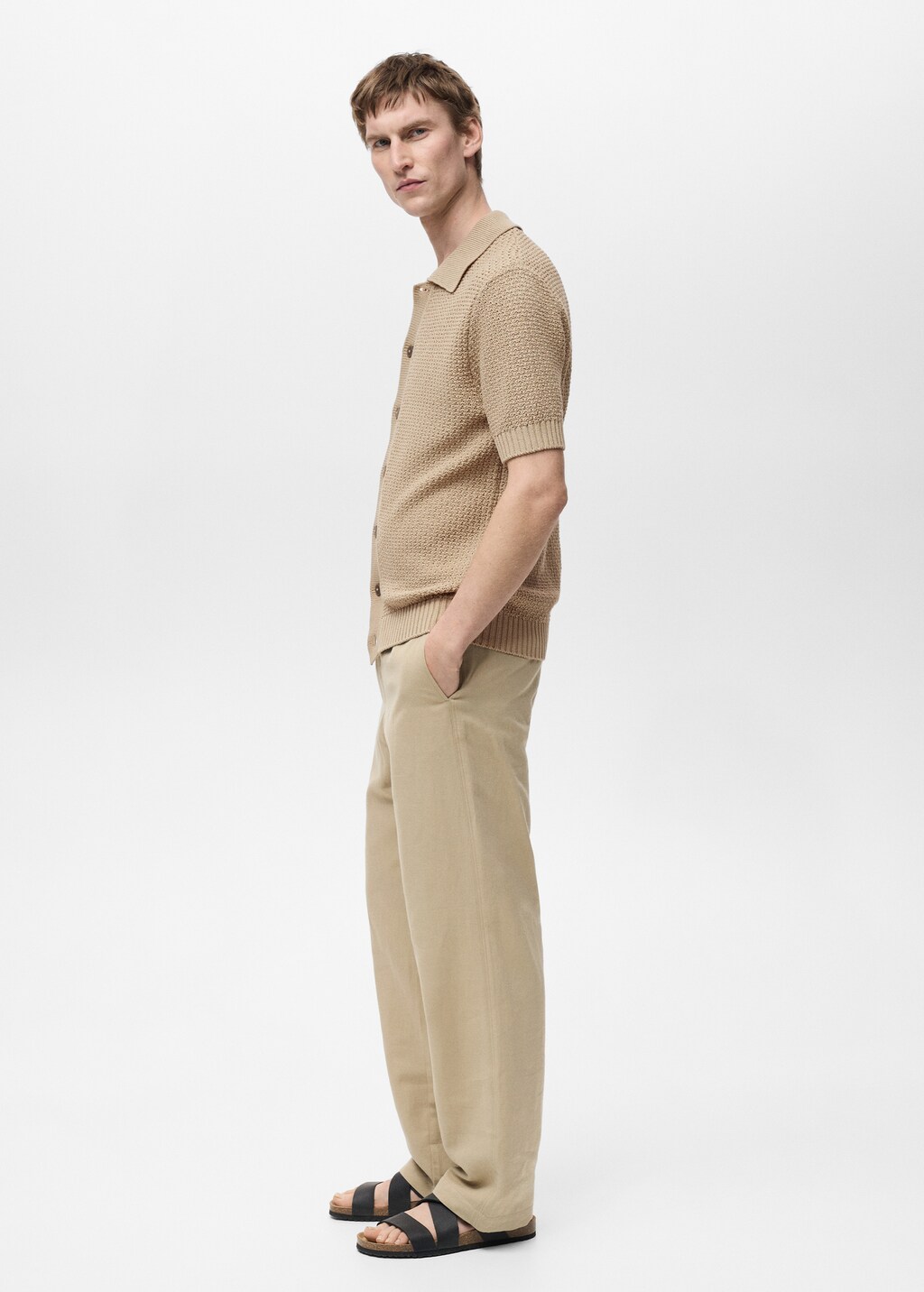 Cotton knit shirt - Beige