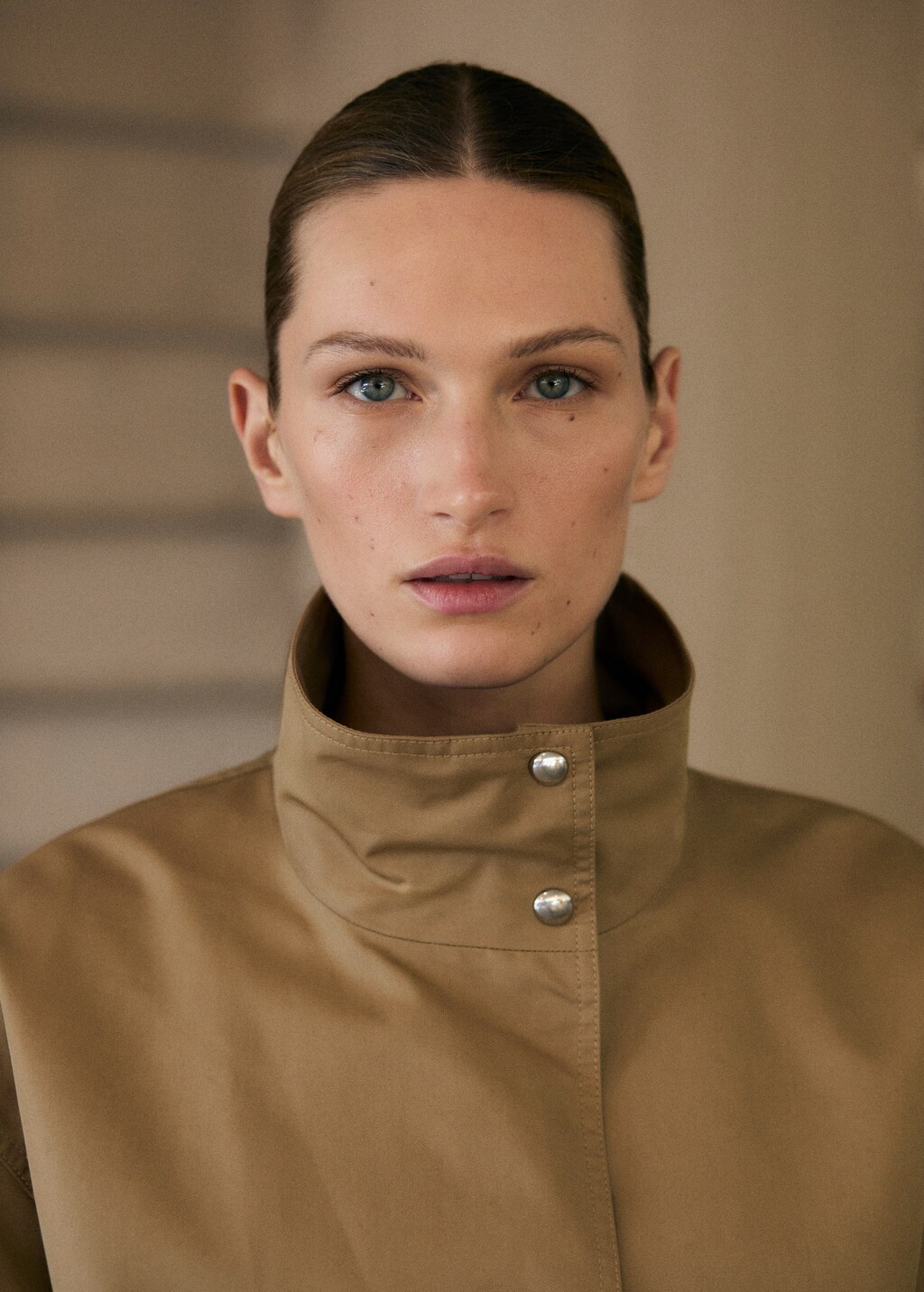 Cotton parka with gathered hem - Medium Brown