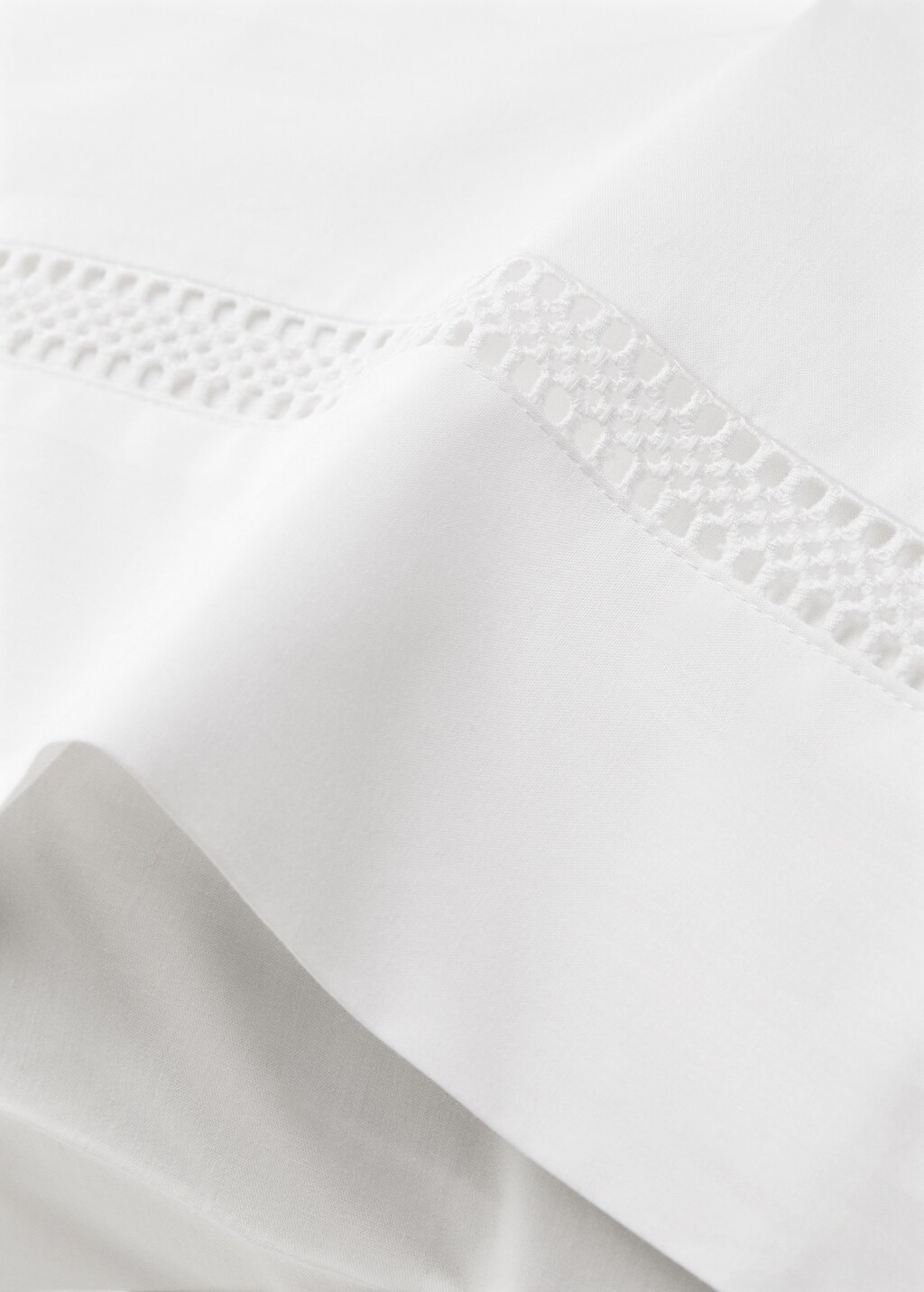 Cotton percale pillowcase with lace insert 50x75 cm - White