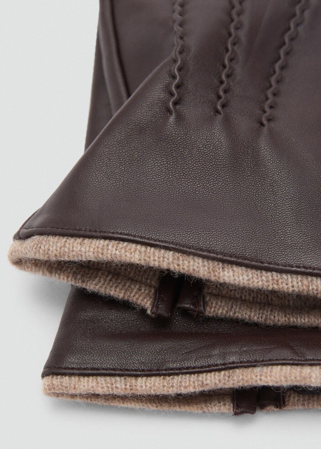 100% leather gloves with stitching detail - Brown