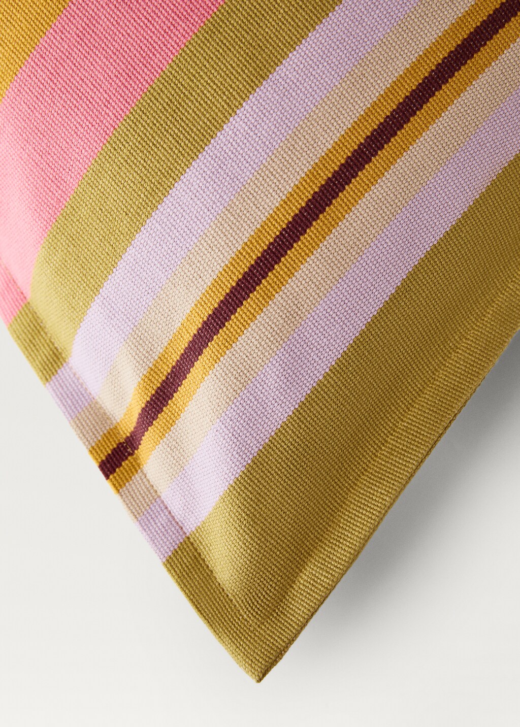 Cotton cushion cover with woven stripe, 50x50cm - Medium Pink