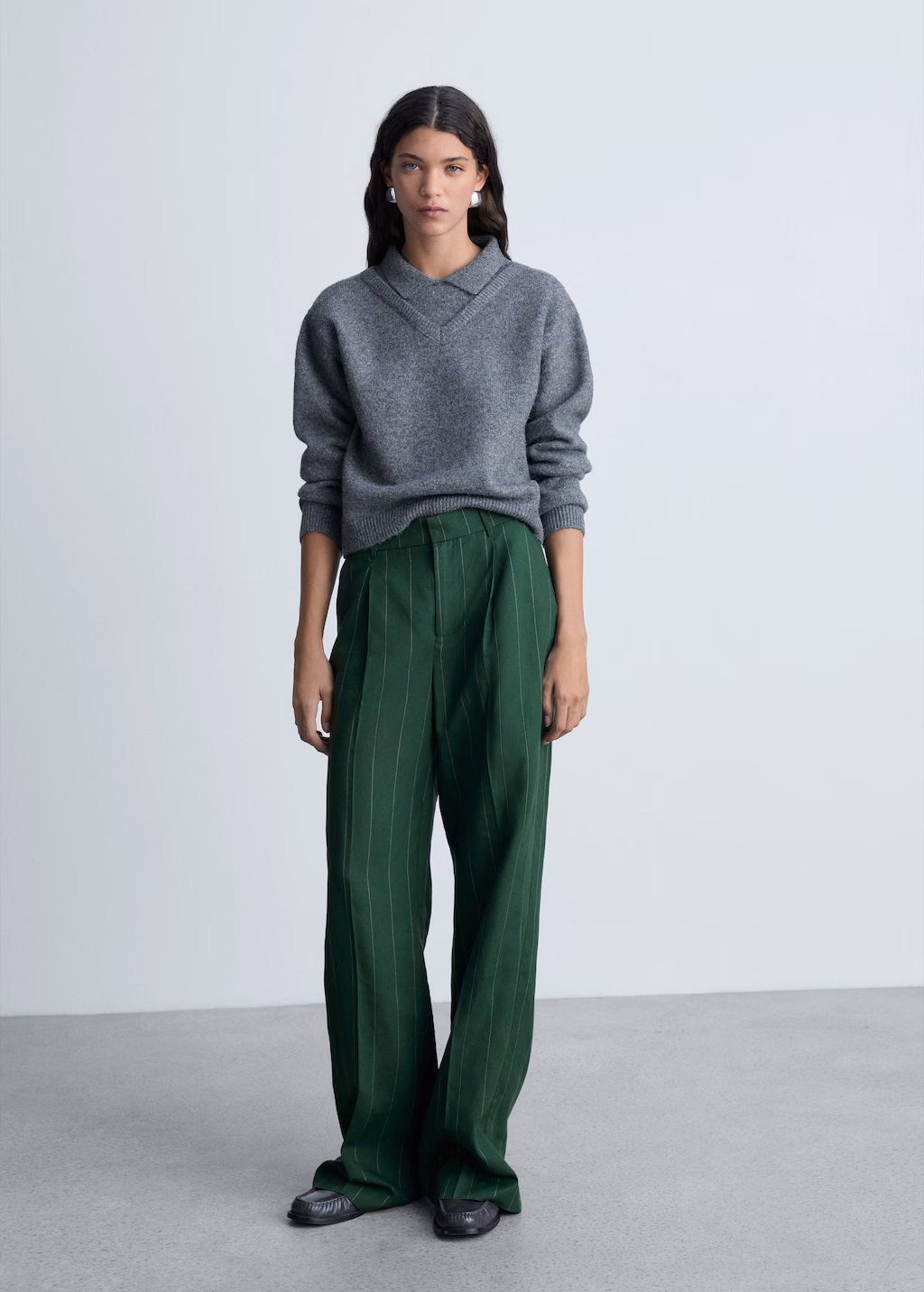 Pinstripe suit trousers - Green