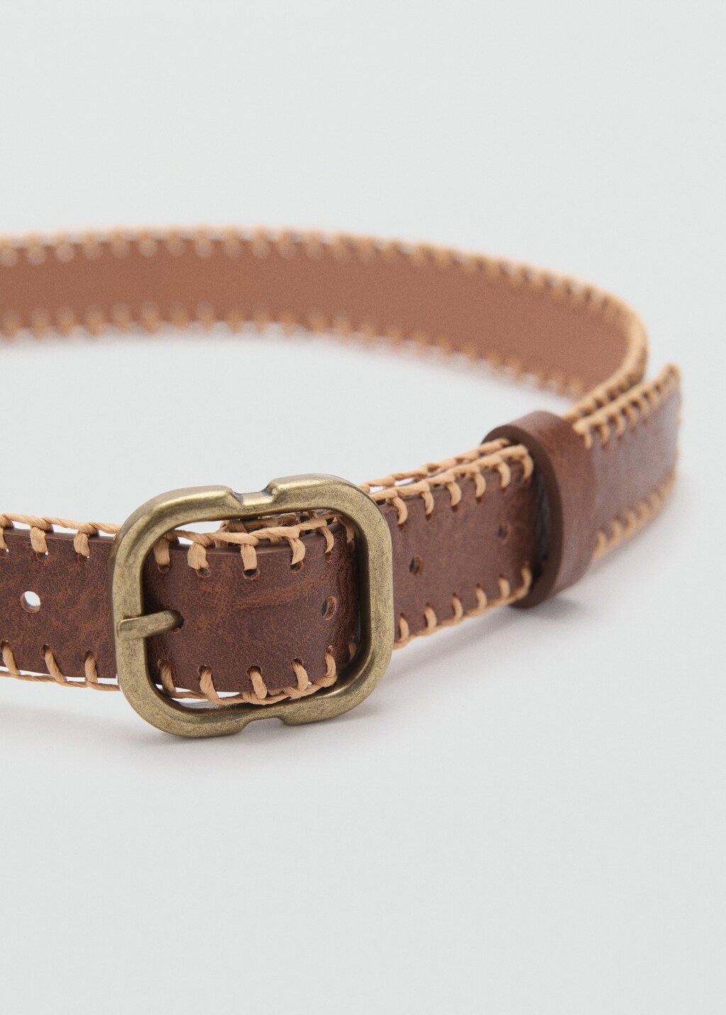 Belt with decorative stitching - Brown