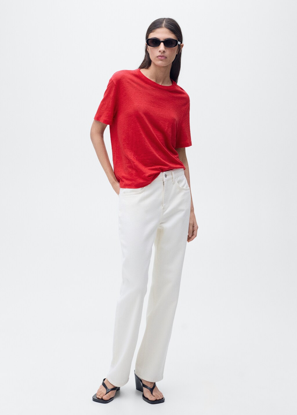 Short-sleeved linen t-shirt - Black