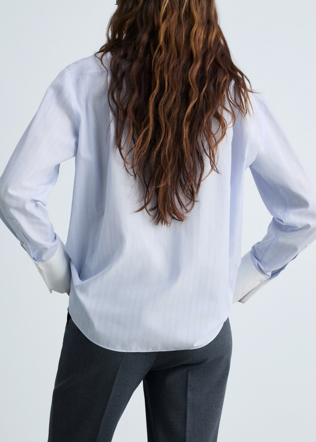 Cotton-blend combined shirt - Blue