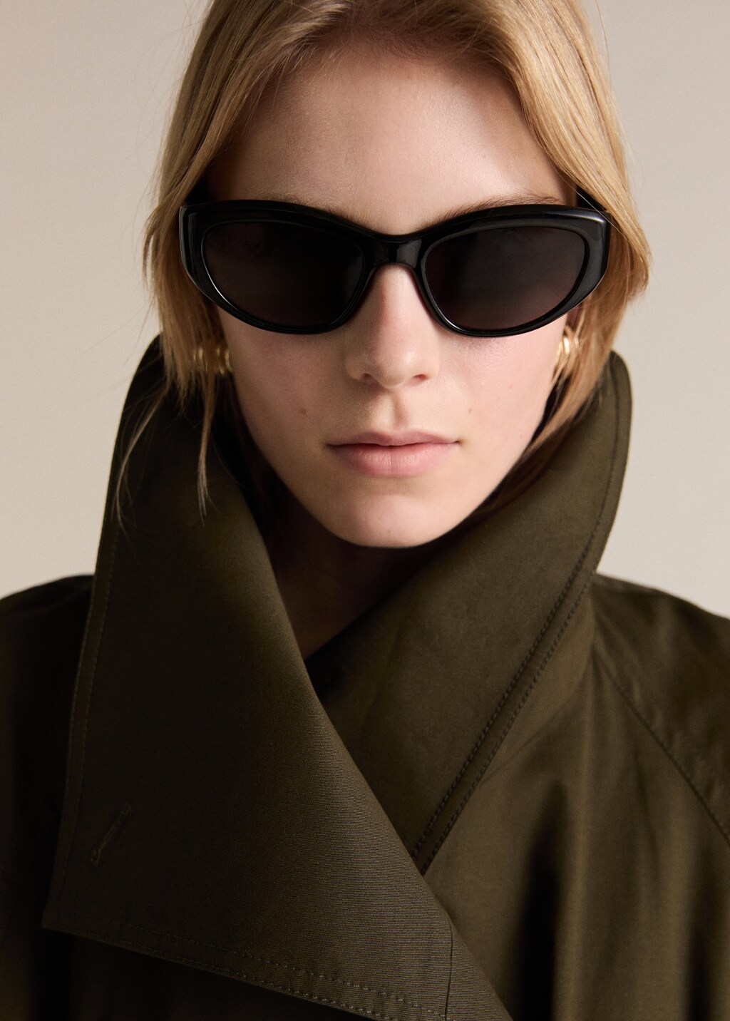 Long double-breasted trench coat - Khaki