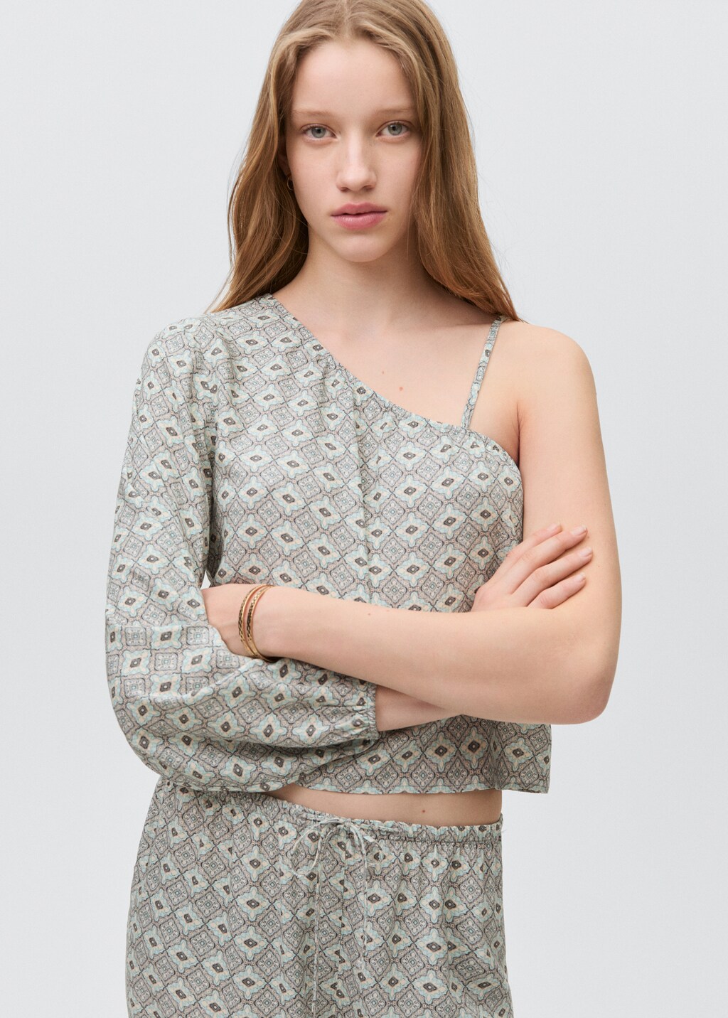 Flowy printed trousers - Light/Pastel Grey