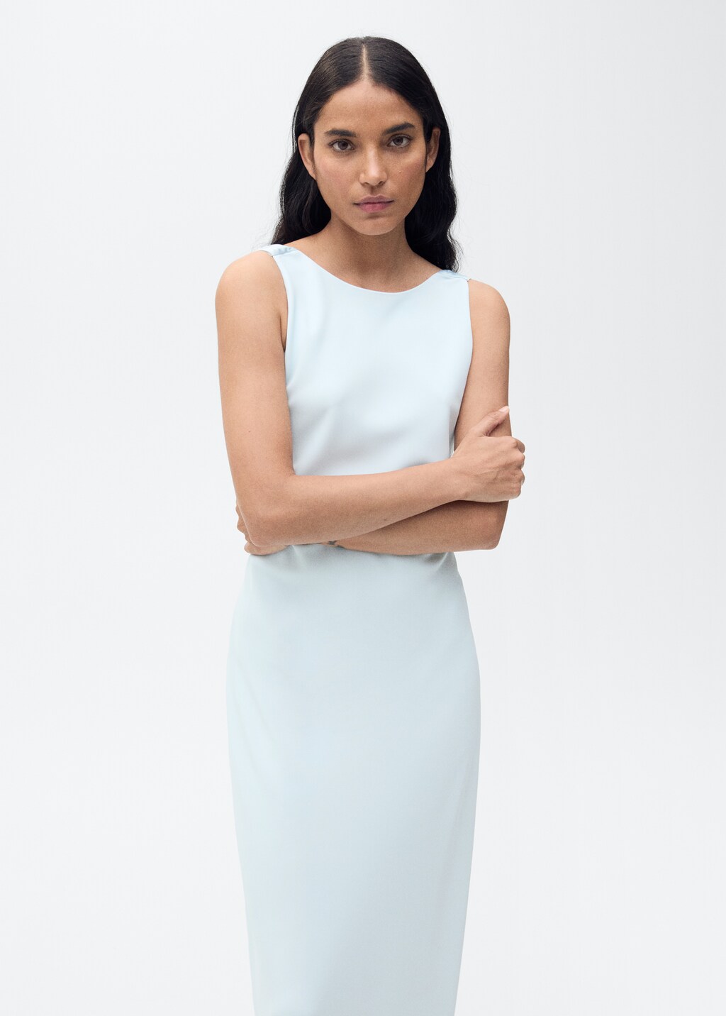 Satin dress with draped back - Pastel Pink