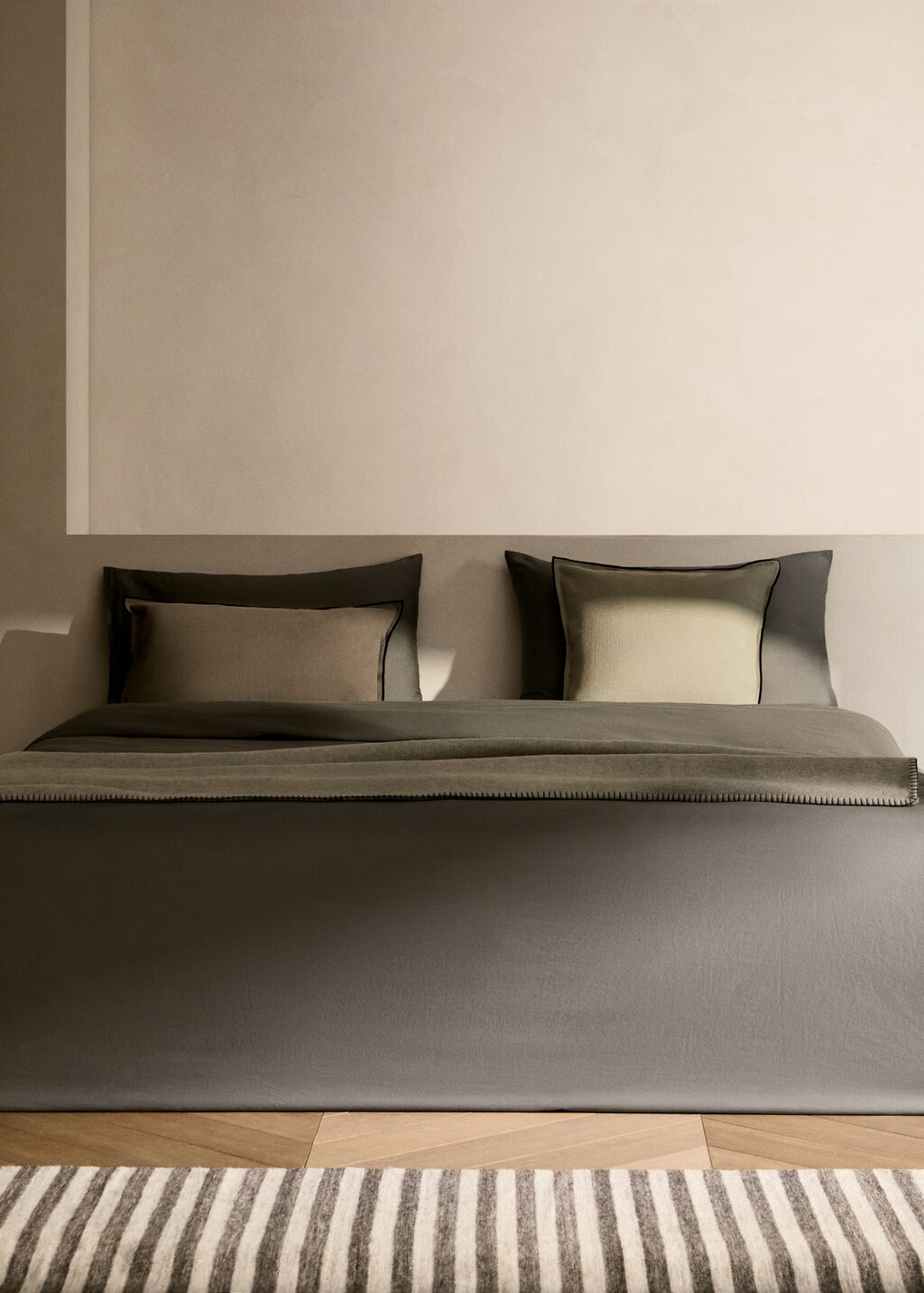 Washed satin cotton duvet cover with double stitching for 90 cm bed - Ochre