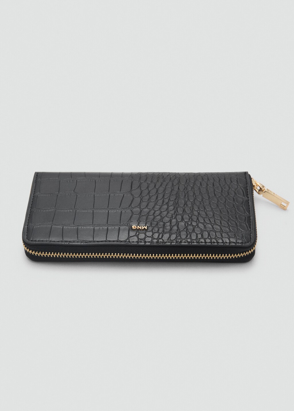Croc-effect wallet - Black