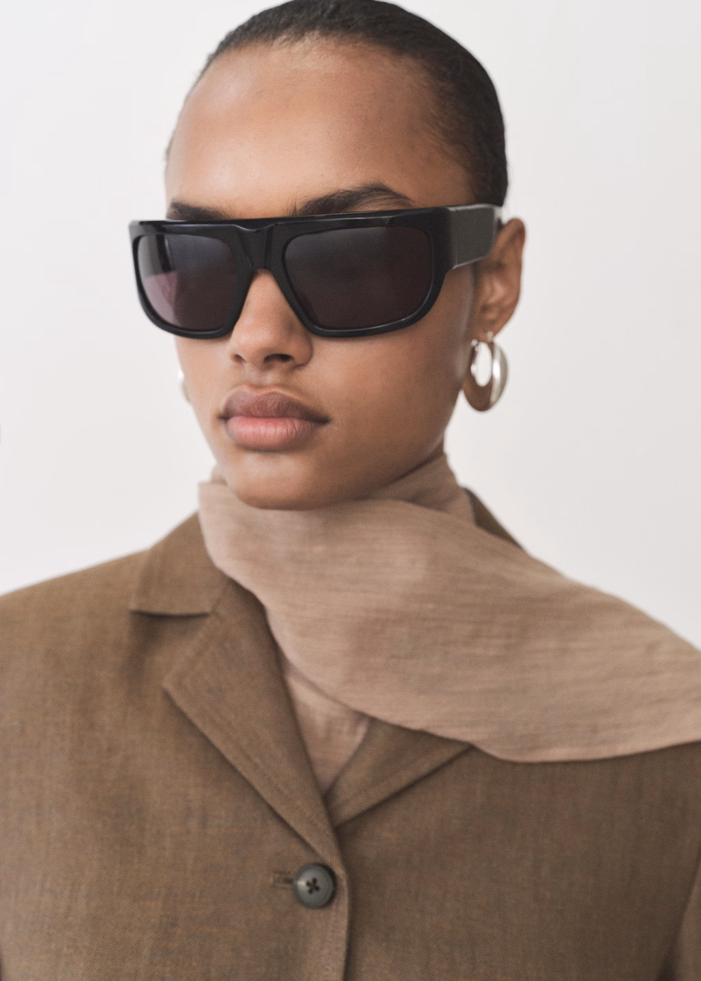 Linen-blend cropped jacket - Chocolate