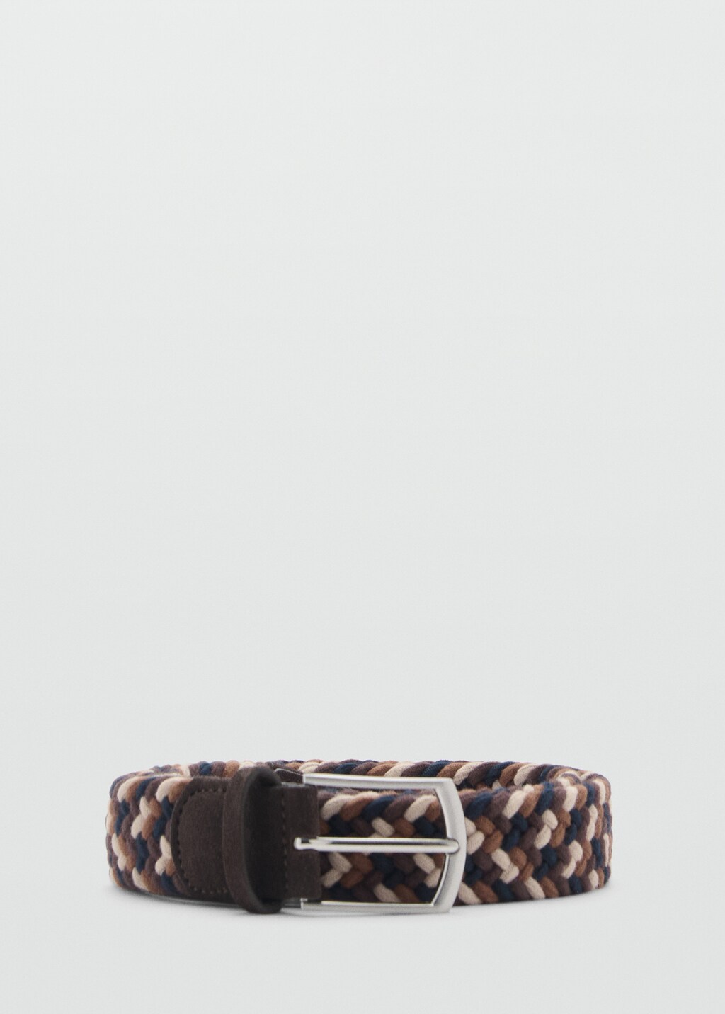Braided elastic coloured belt - Beige