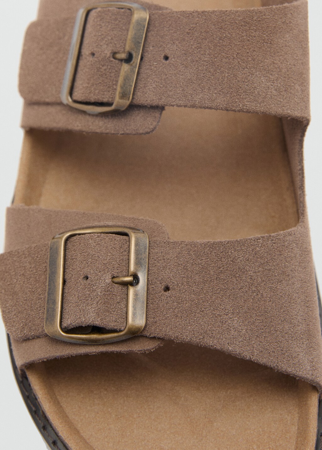 Split leather sandals with buckle - Medium Brown