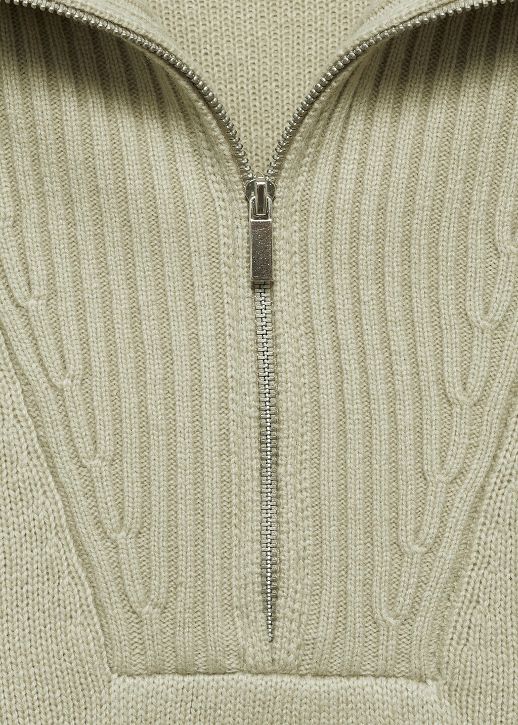 Wool-blend sweater with zip - Green Apple