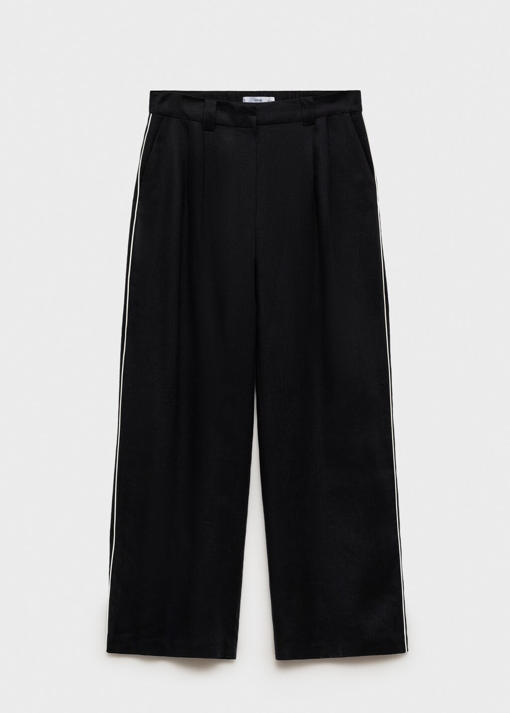 Contrast-stripe linen trousers - Vanilla