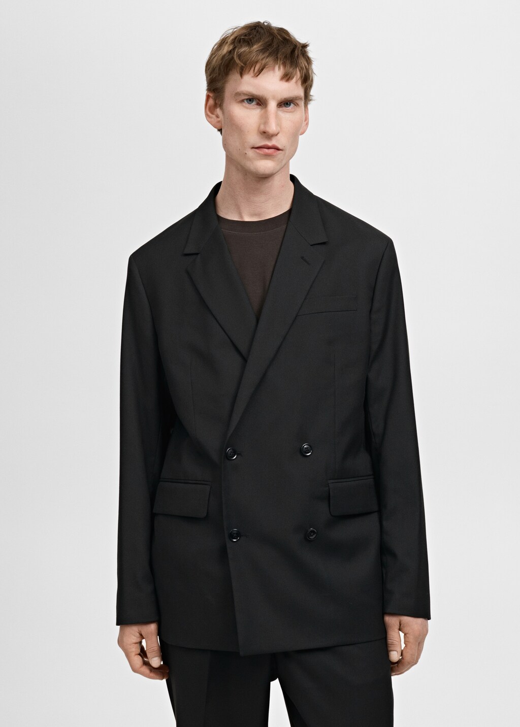 Boston regular-fit double-breasted suit jacket - Black