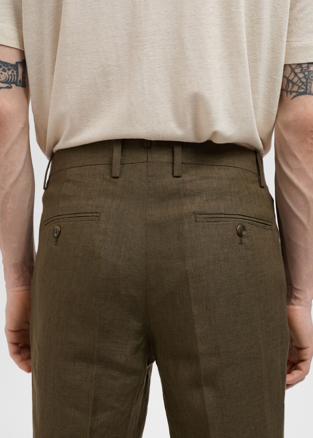 Slim fit 100% linen suit pants - Dark Navy