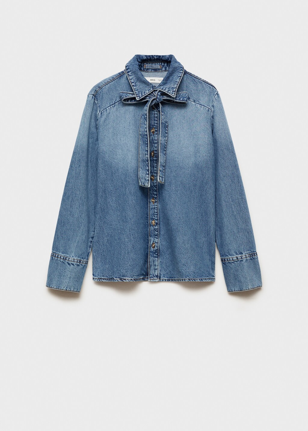 Denim shirt with bow - Medium Blue
