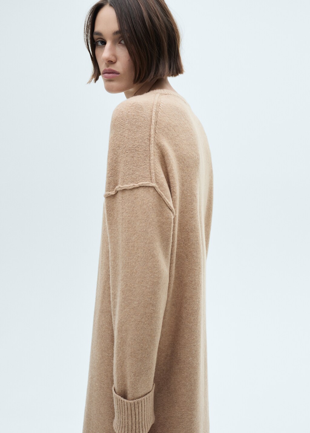 Knitted dress with ribbed finishes - Medium Green