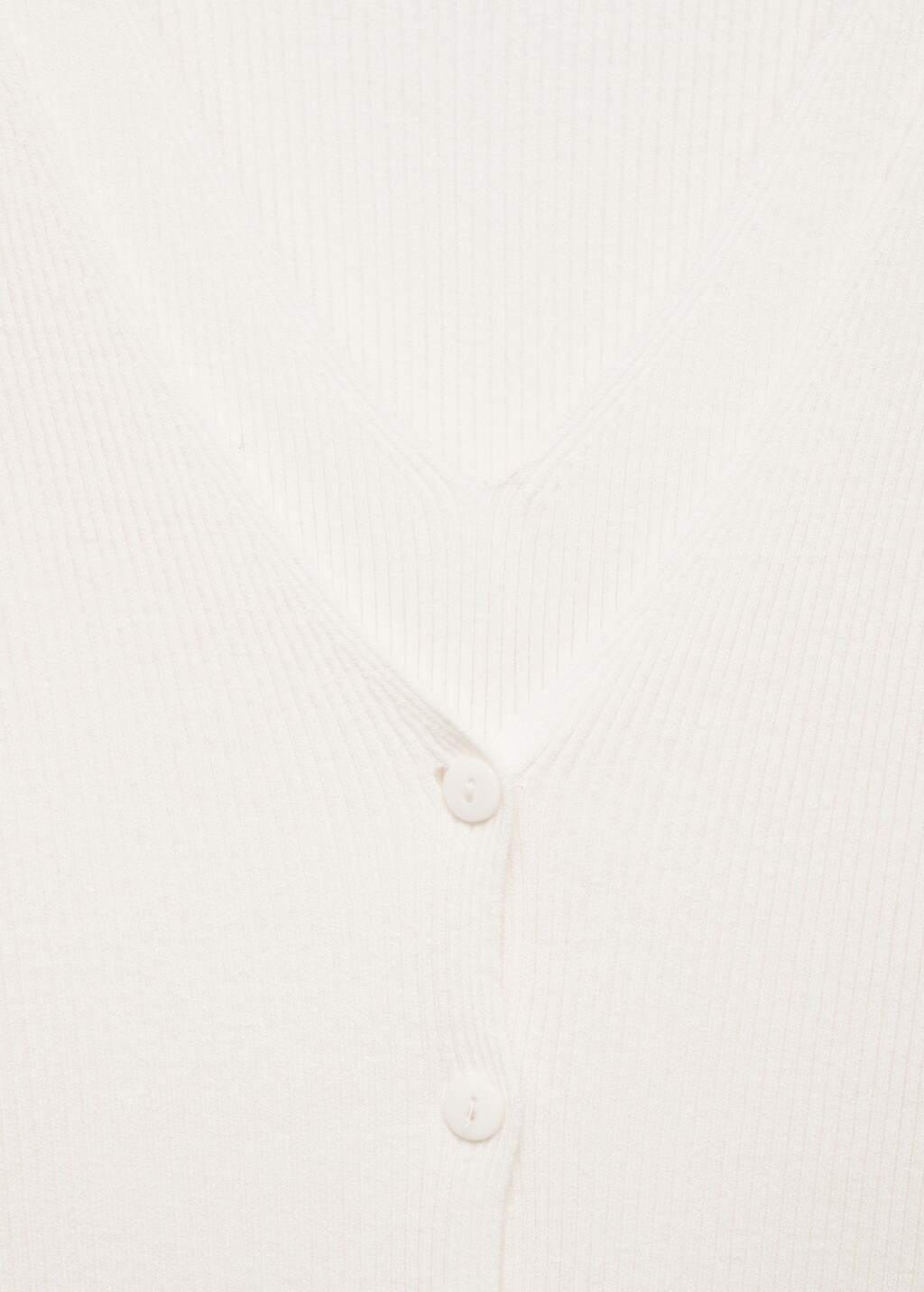 Combined V-neck knitted cardigan - Ecru