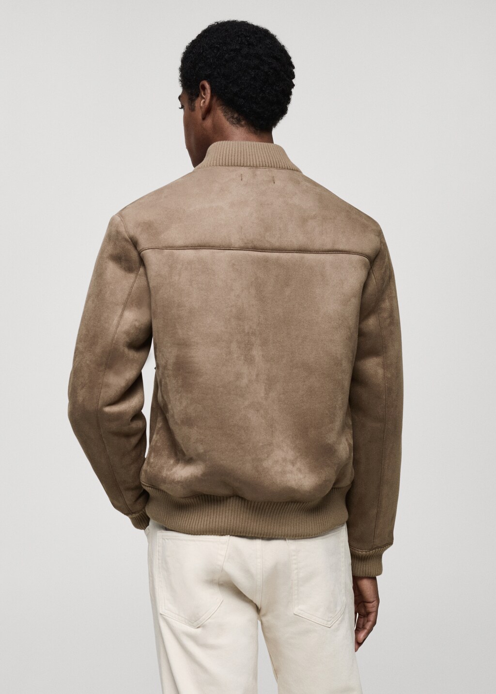 Suede-effect bomber jacket - Medium Brown