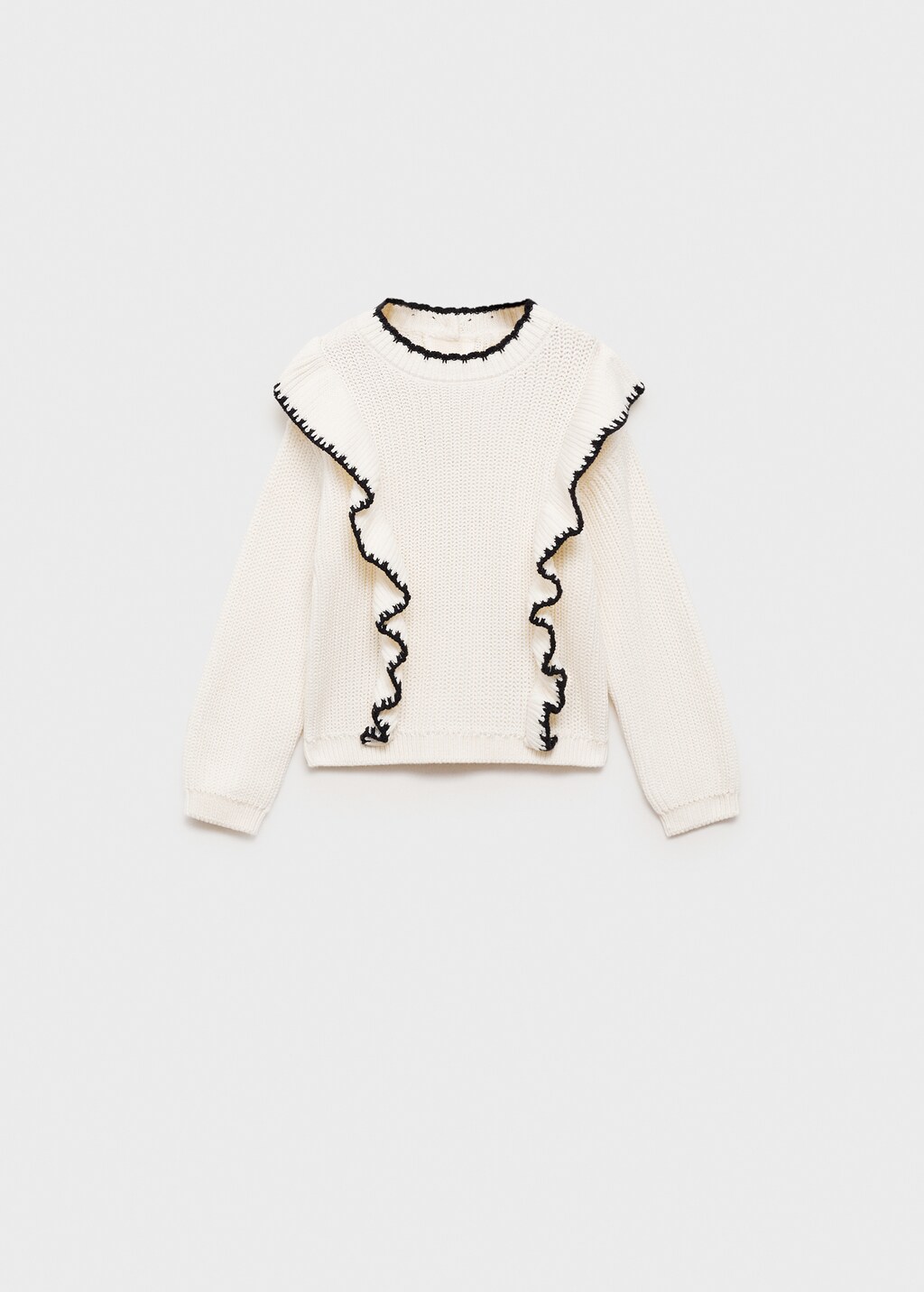 Contrast knit sweater - Ecru