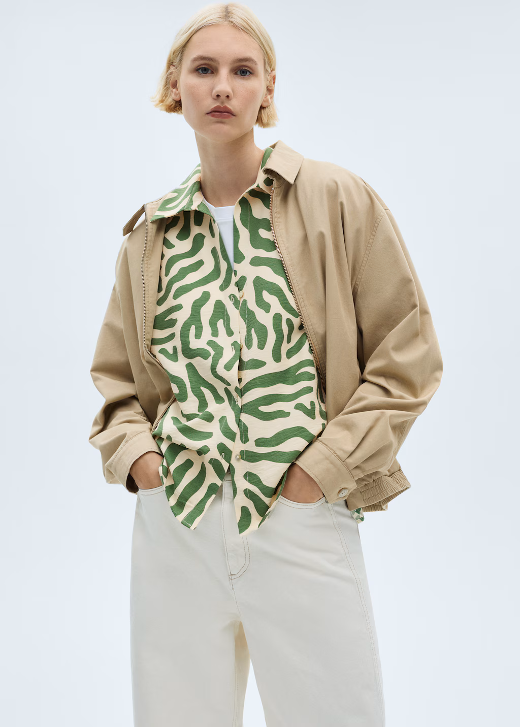 Sleeveless printed blouse - Green