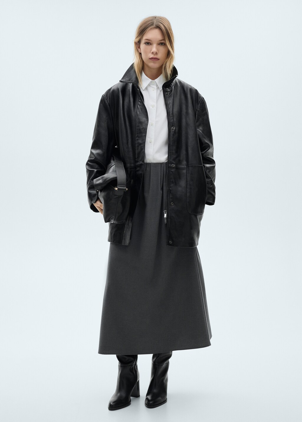 A-line pleated skirt - Grey