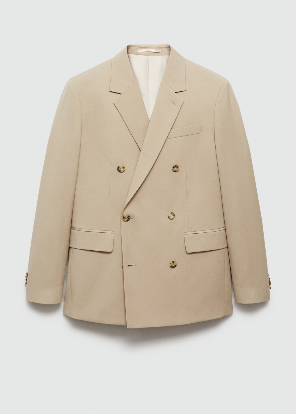 Double-breasted regular-fit suit jacket - Beige