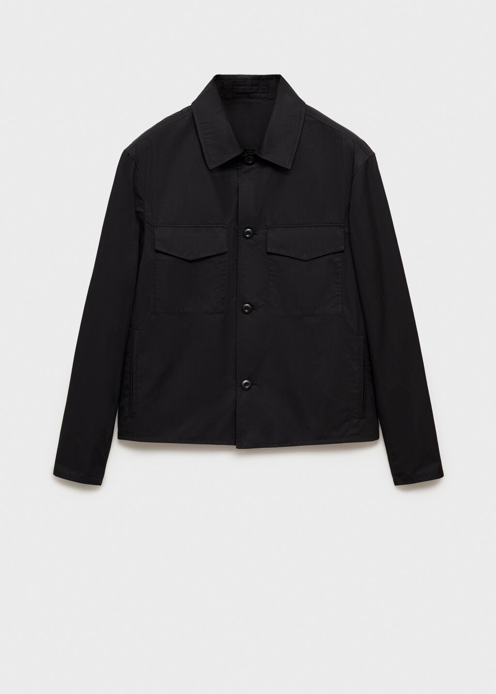 Relaxed-fit cotton overshirt - Black