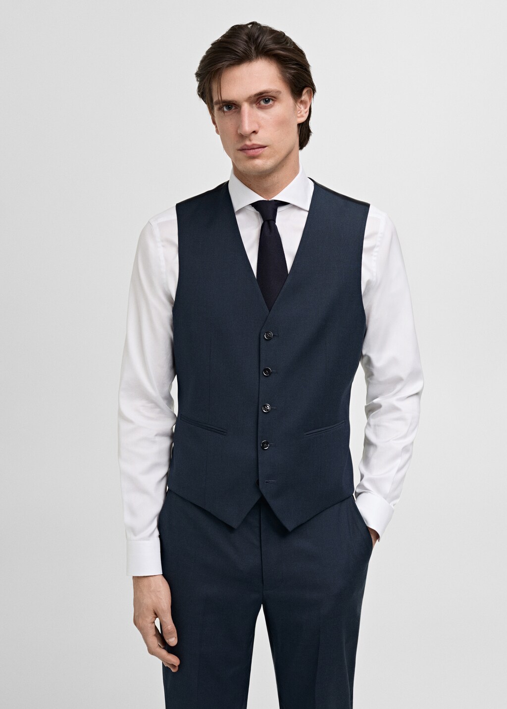 Slim-fit suit waistcoat - Dark Navy