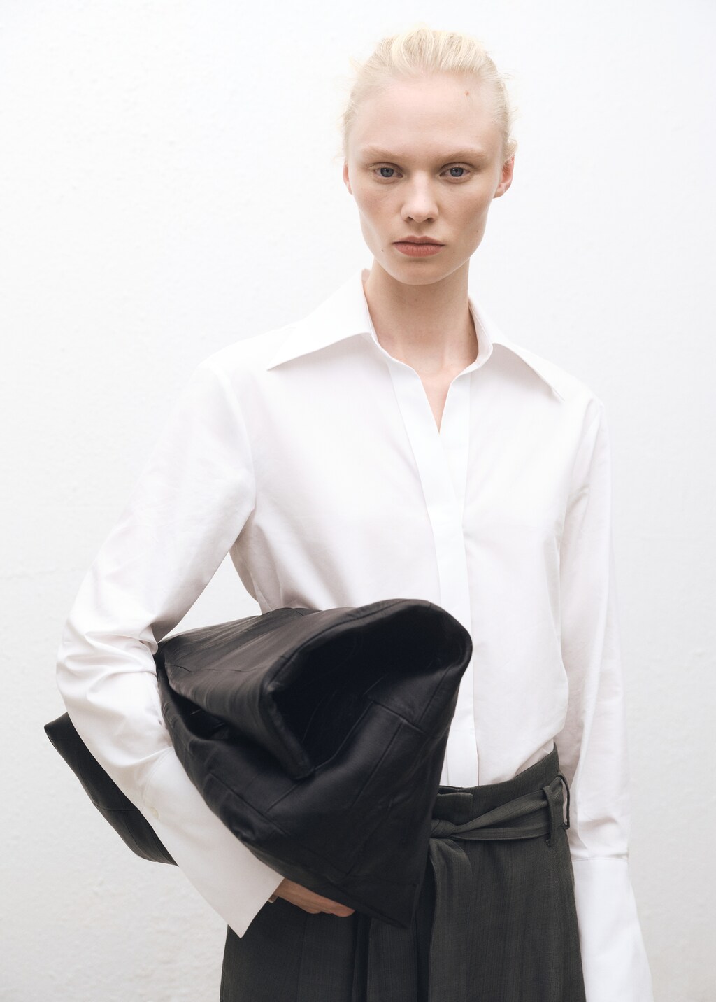 Regular cotton lyocell-blend shirt - Off White